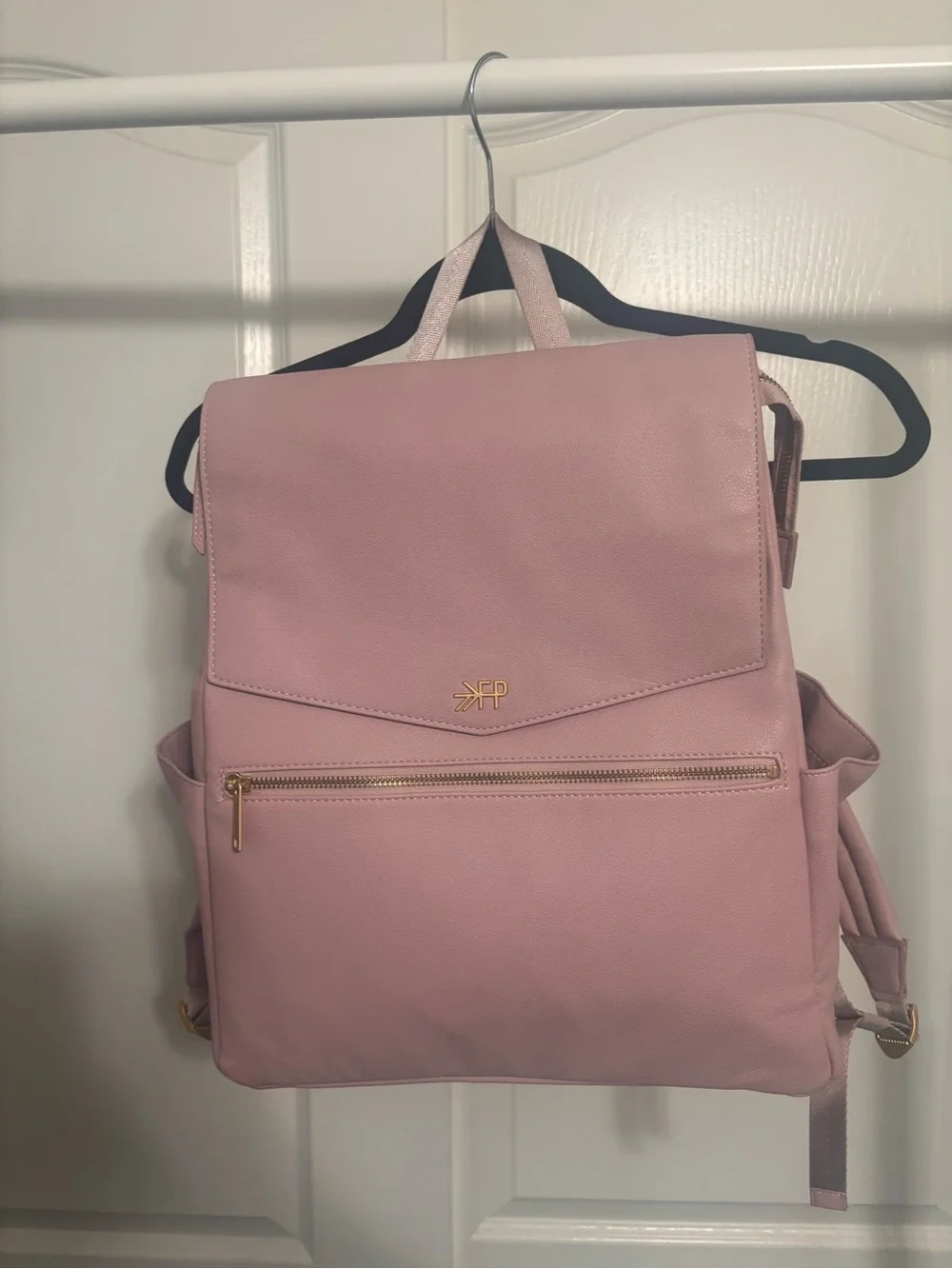 Freshly Picked Pink Faux Leather Backpack with Gold Hardware